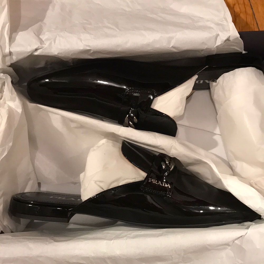 Prada logo slide black mules 36.5 - Picture 5 of 6